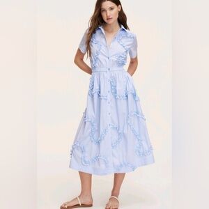NWOT-Kate Spade Light Blue Midi Dress with Ruffles